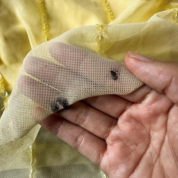 Vintage Y2K Yellow Halter Beaded Sequin Mesh Bodycon Maxi Prom Dress Size XS/S - Picture 14 of 14